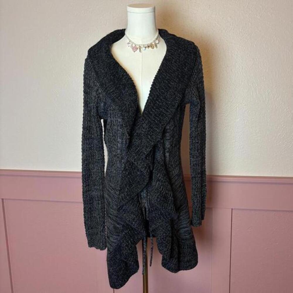 y2k fairy knit cardigan allison brittney medium grey acrylic ballerina vintage
